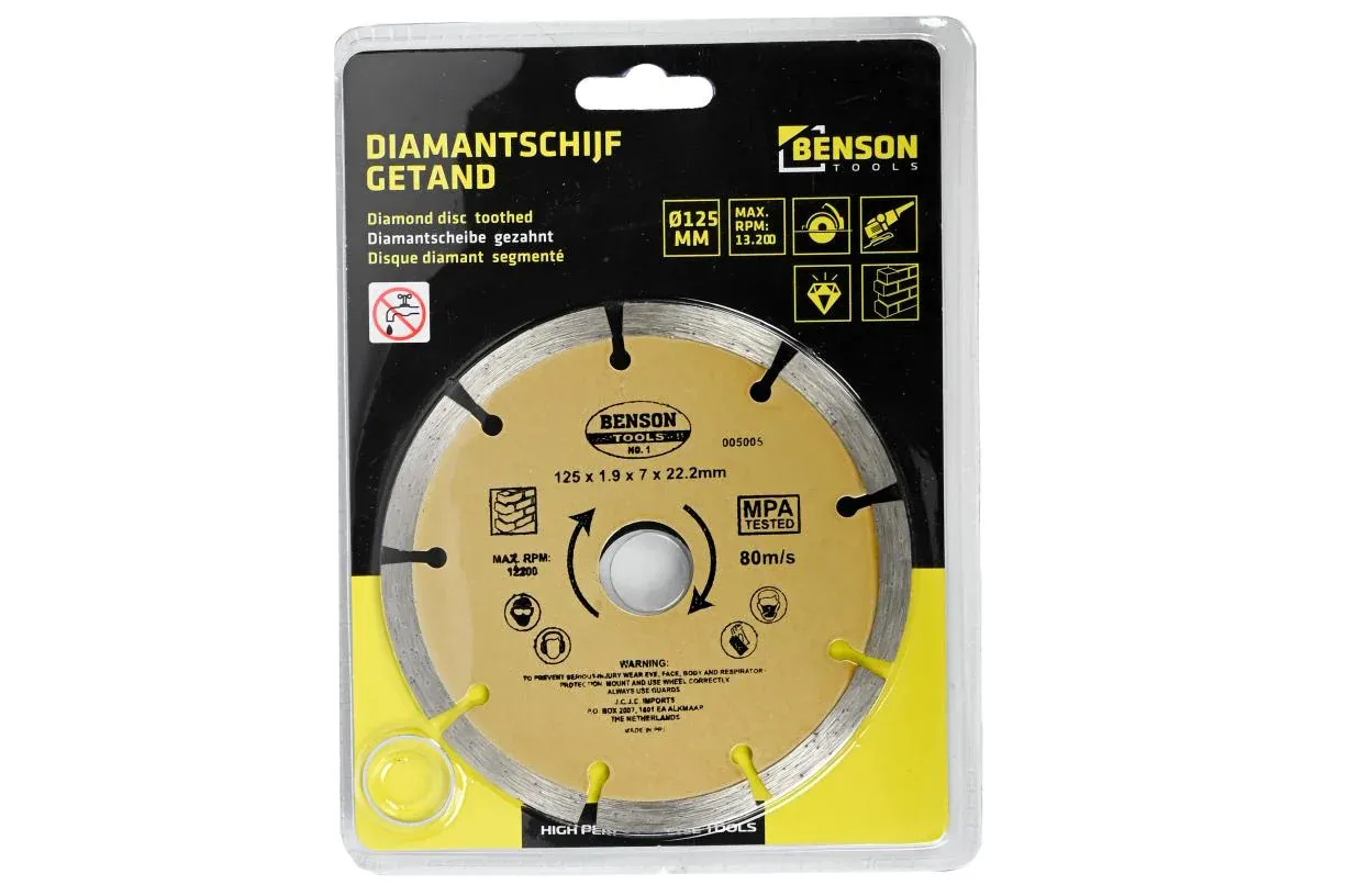 Benson Tools Diamant slijpschijf 125 mm getand