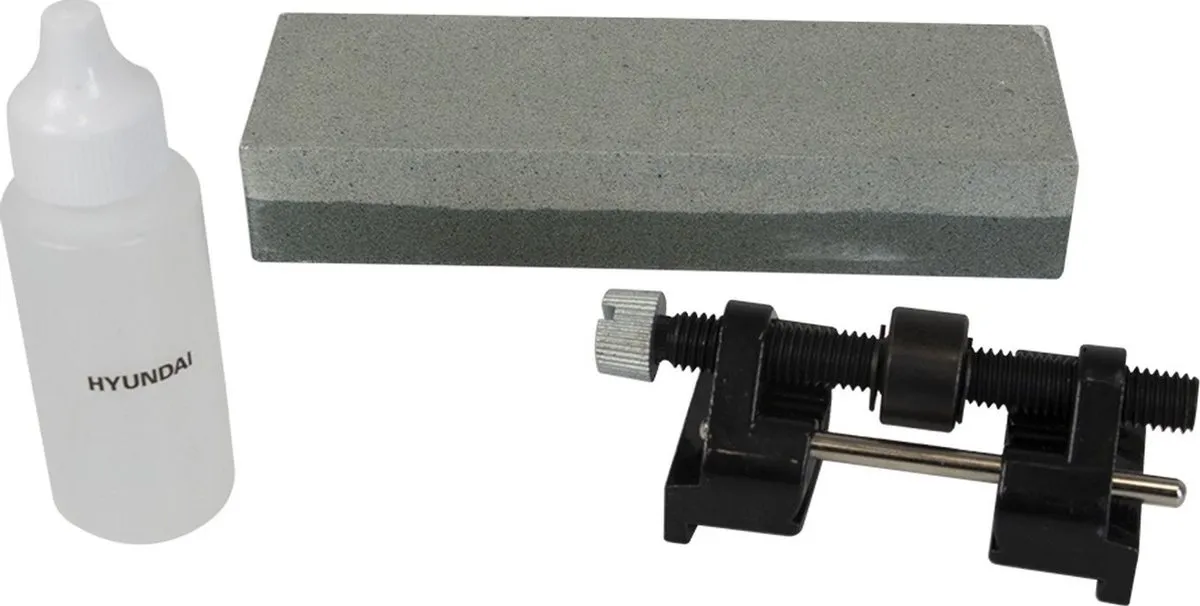 Hyundai HYUNDAI Slijpsteenset – 3-delig – Wetsteen met Slijpgeleider en Slijpolie