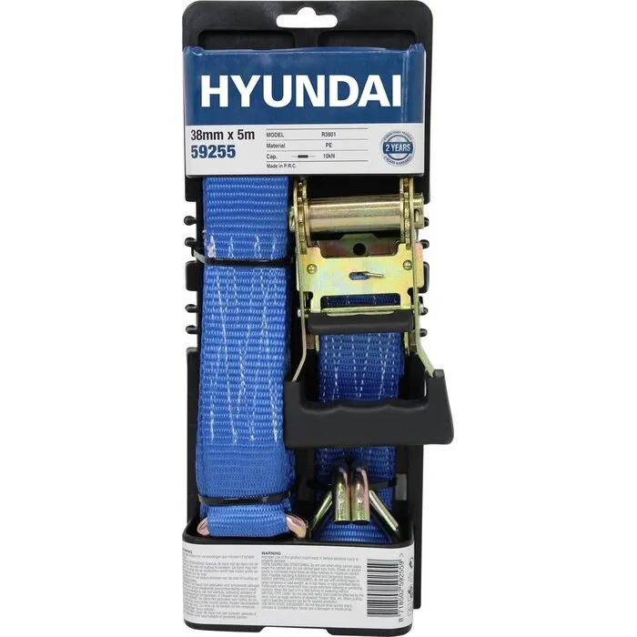 Hyundai HYUNDAI spanband met ratel 38 mm x 5 m - Polypropyleen met metalen ratel en haken - keurmerk GS/Tüv