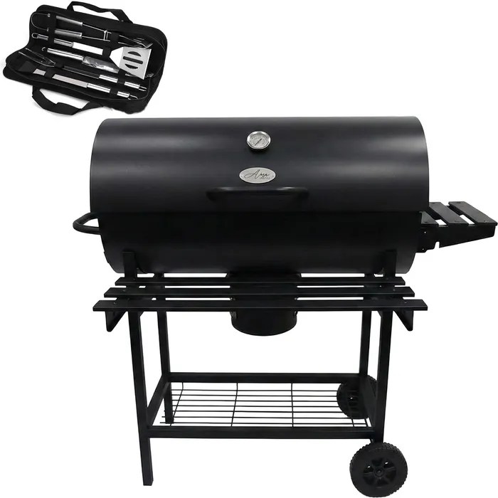 Overig Alora Houtskool Barbecue – Compacte Grill met Warmhoudrek en Spatelset