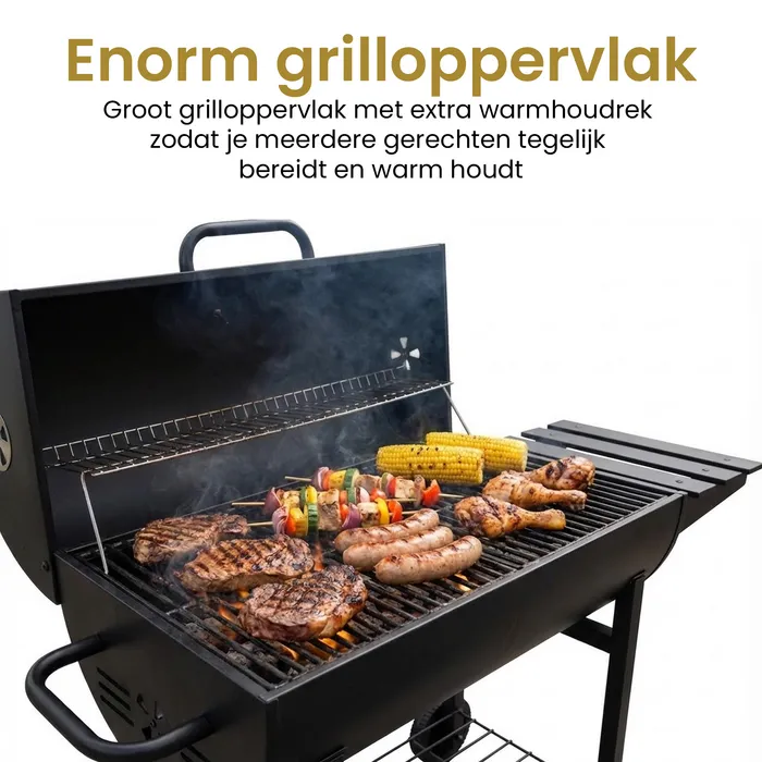 Overig Alora Houtskool Barbecue – Compacte Grill met Warmhoudrek en Spatelset