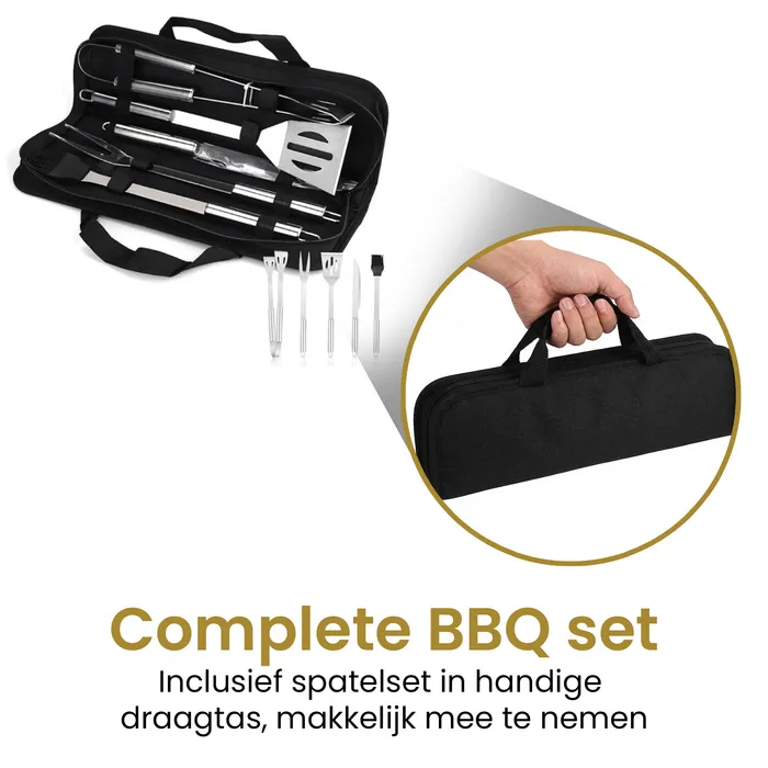 Overig Alora Houtskool Barbecue – Compacte Grill met Warmhoudrek en Spatelset