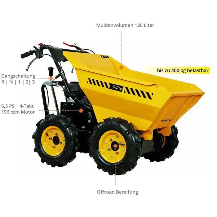 Güde Güde Allraddumper GAD 400.1/4x4 – 400 kg – Benzine – 4x4 Aandrijving