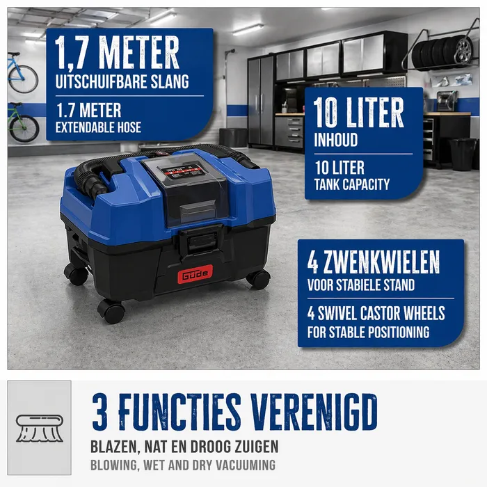 Güde Güde Accu Nat- en Droogzuiger NTST 18-201-05 – 18V E³ incl. accu en lader