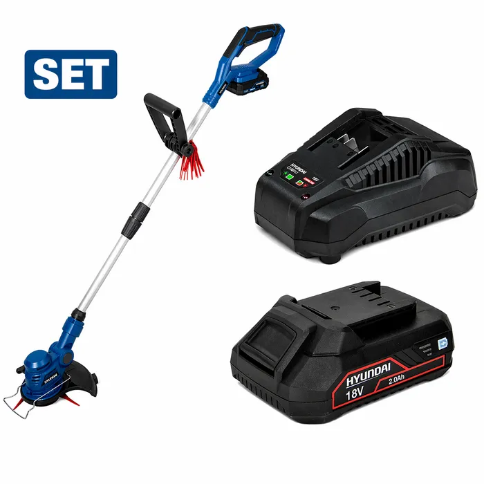 Hyundai Hyundai 20V Accu Grastrimmer 225 mm – Inclusief 2.0 Ah Accu & Lader – Uitschuifbare Steel 110-140 cm