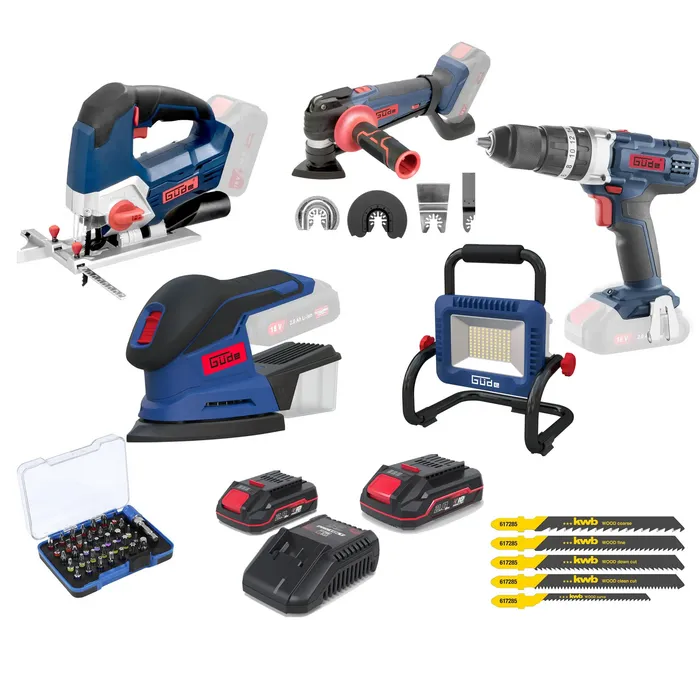 Güde Güde Accu Combiset 18V E³ – 9-delig – Complete Gereedschap Set