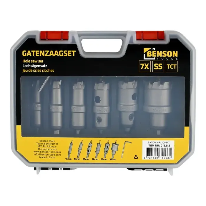 Benson Tools Benson Gatenzaagset RVS TCT 16-35 mm – 7-delig – Hardmetalen Zaagset