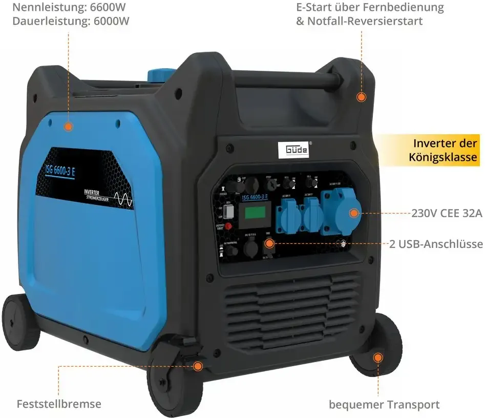 Güde Güde Inverter stroomgenerator ISG 6600-3 E - 2e KEUS