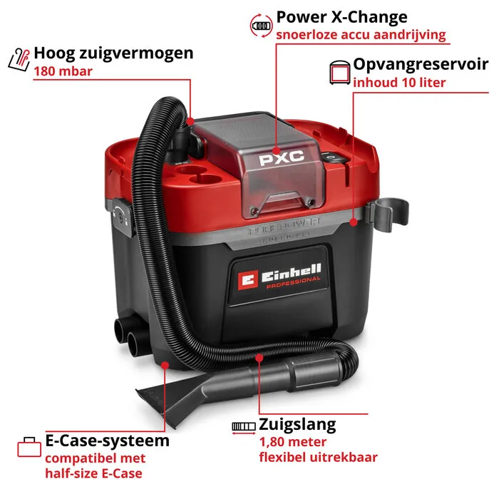 Einhell Gereedschap Einhell TP-VC 18/10 Li BL L-Solo – Accu Nat- en Droogzuiger Professional Power X-Change