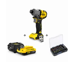 Stanley Stanley Slagschroevendraaier Set 18V - SFMCF830B + 2,0Ah Accu, Lader en 36-delige Bitset