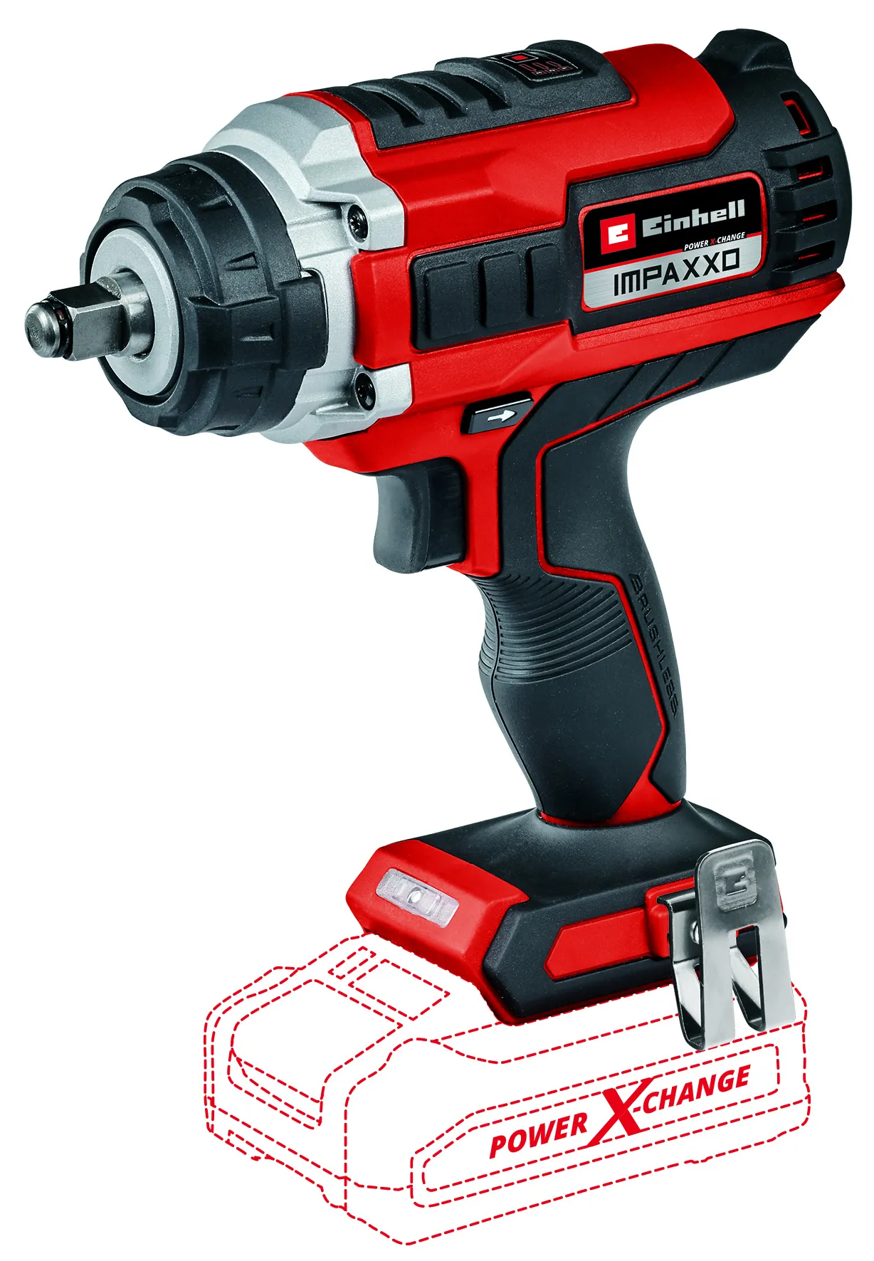 Einhell Gereedschap Einhell IMPAXXO 18/450 BL Solo – Accu Slagmoersleutel – 400Nm – Brushless – 3 Snelheden – LED – Incl. Bitadapter & Moerset
