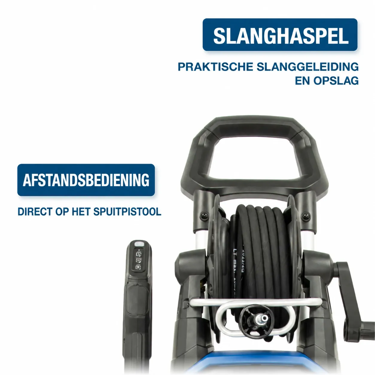 Hyundai Hyundai 2400 Watt Elektrische Hogedrukreiniger – 195 Bar, Remote Control en Slanghaspel | HPW2400CRE