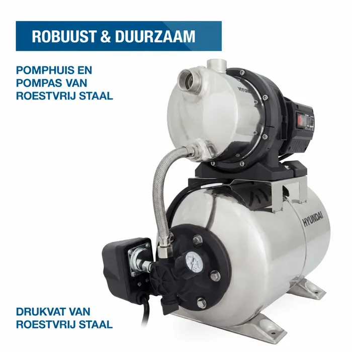 Hyundai Hyundai HWW12050-IN hydrofoorpomp 1200 W – 5000 l/u – 19 liter RVS