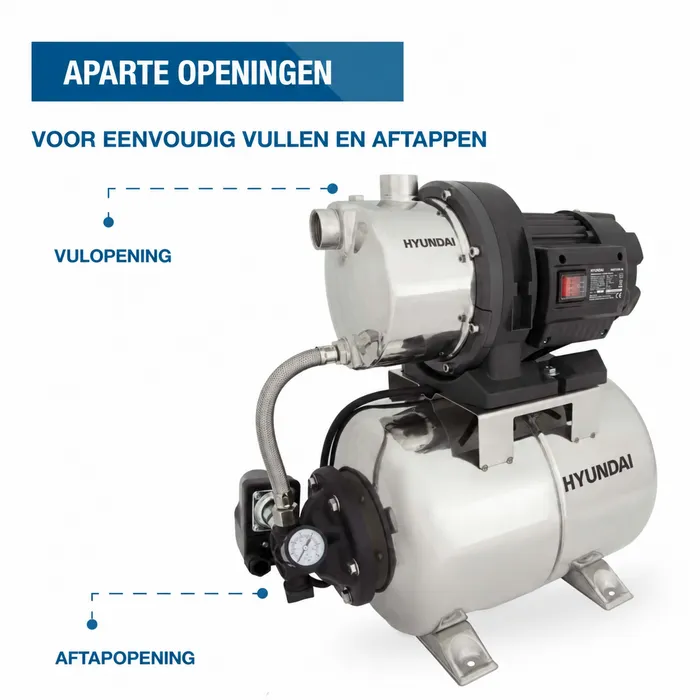 Hyundai Hyundai HWW12050-IN hydrofoorpomp 1200 W – 5000 l/u – 19 liter RVS