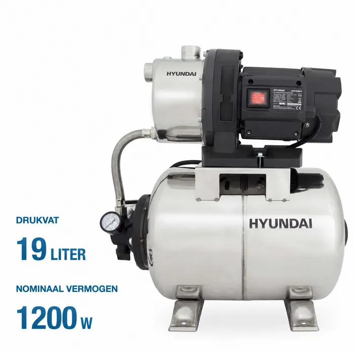Hyundai Hyundai HWW12050-IN hydrofoorpomp 1200 W – 5000 l/u – 19 liter RVS