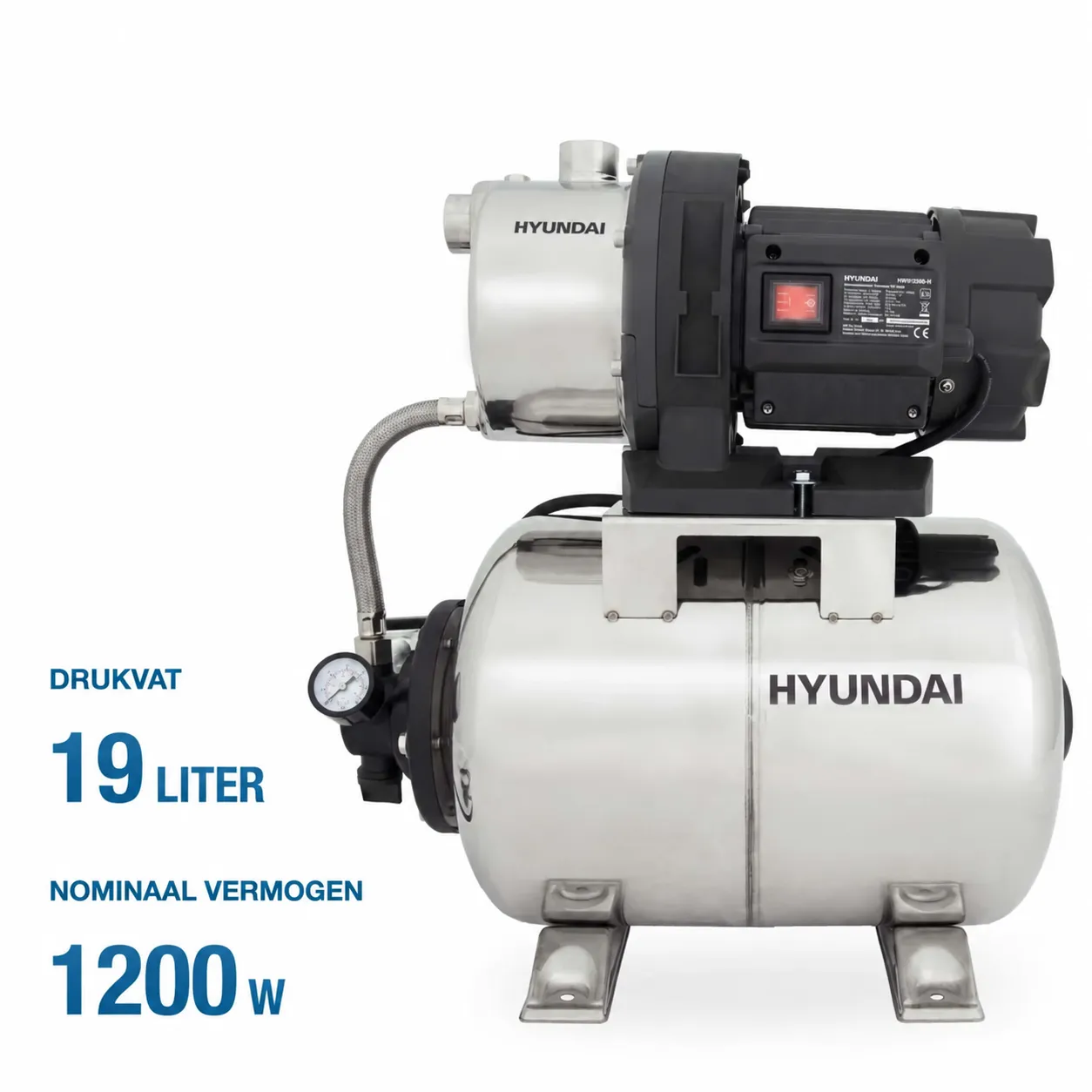 Hyundai Hyundai HWW12050-IN hydrofoorpomp 1200 W – 5000 l/u – 19 liter RVS