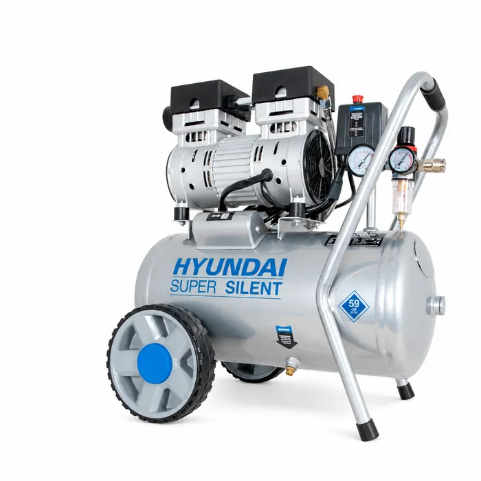 Hyundai Hyundai 750 Watt Silent Compressor 24 Liter – 8 Bar, Olievrij en 59 dB(A) | SAC55752