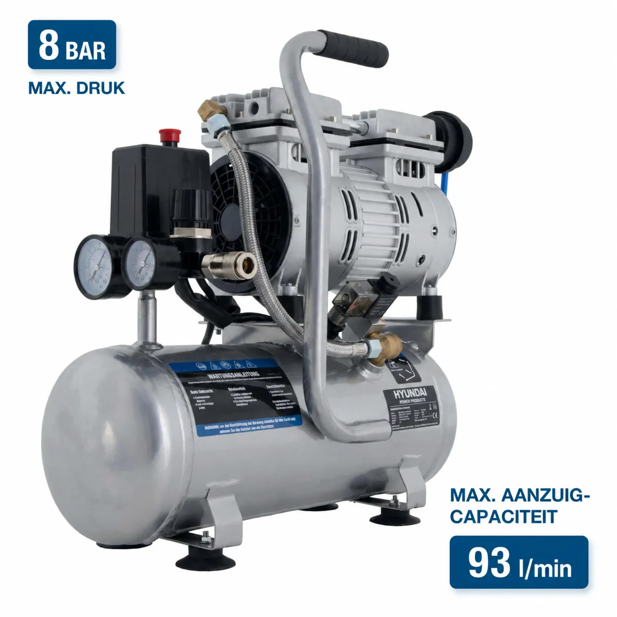 Hyundai Hyundai SAC55751 stille compressor 550 W – 6 liter – 8 bar