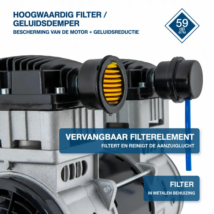 Hyundai Hyundai 50 Liter Stille Compressor – 8 Bar, 232 l/min en Olievrij | SAC55753