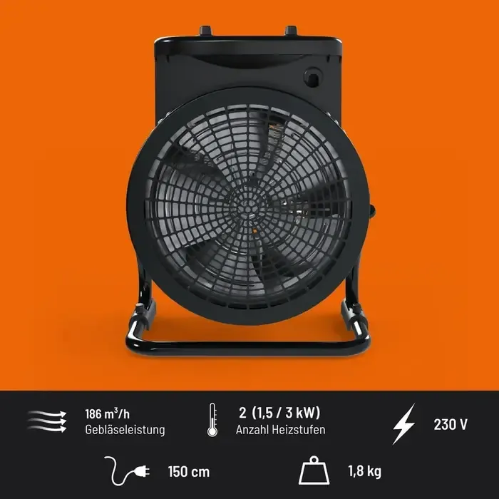 Güde GÜDE Keramische Kachel GH 3000 K – 3000 W, 2 warmtestanden en thermostaat