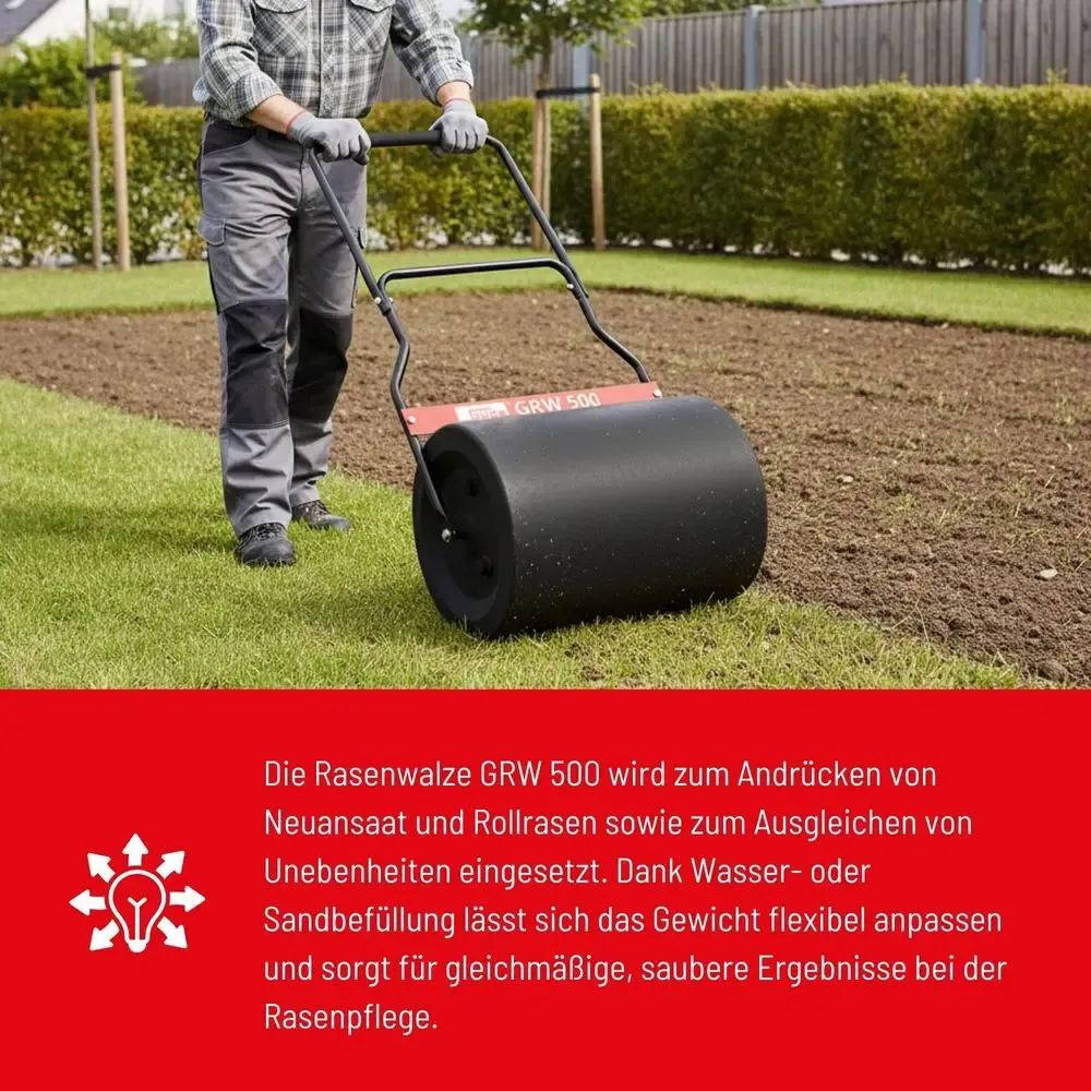 Güde Güde Gazonroller GRW 500-62 – 62L – Metalen Tuinwals – 495 mm Werkbreedte - 2eKEUS