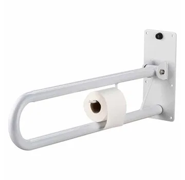 Toiletbeugel opklapbaar 76 cm met toiletrolhouder, Wit (Buitenkansje)