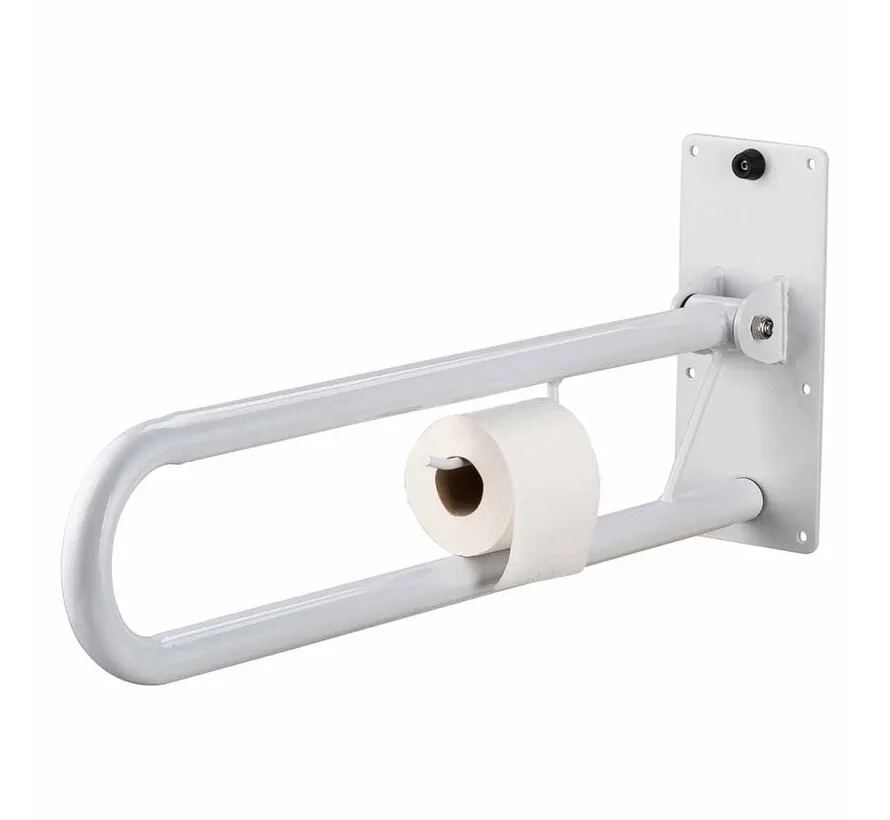 Toiletbeugel opklapbaar 76 cm met toiletrolhouder, Wit (Buitenkansje)