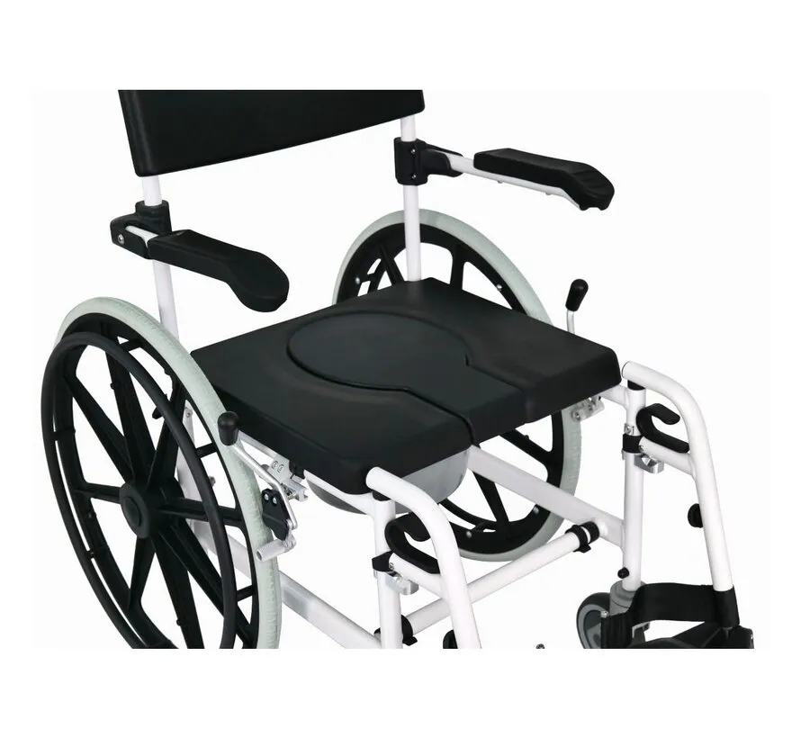 Verrijdbare douchestoel en toiletstoel in 1 met 24'' wielen