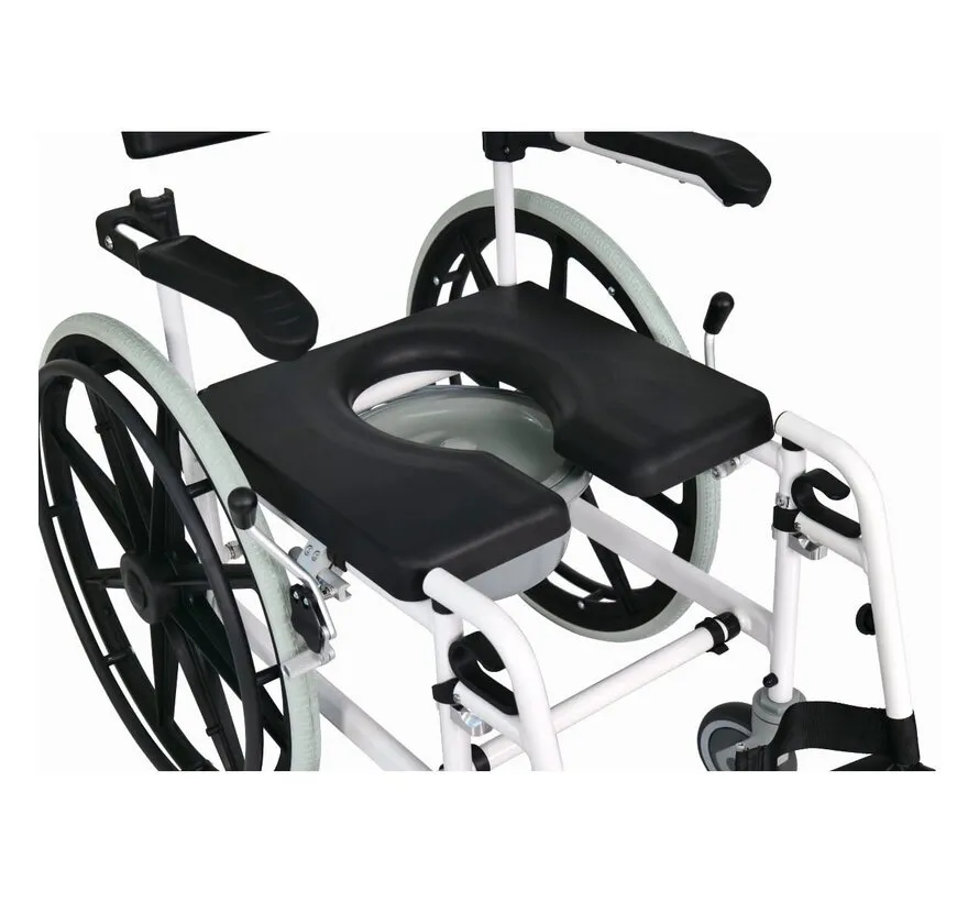 Verrijdbare douchestoel en toiletstoel in 1 met 24'' wielen