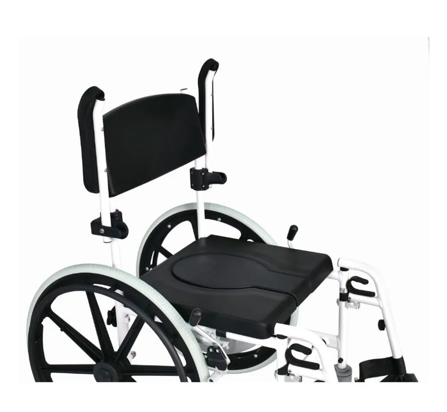 Verrijdbare douchestoel en toiletstoel in 1 met 24'' wielen