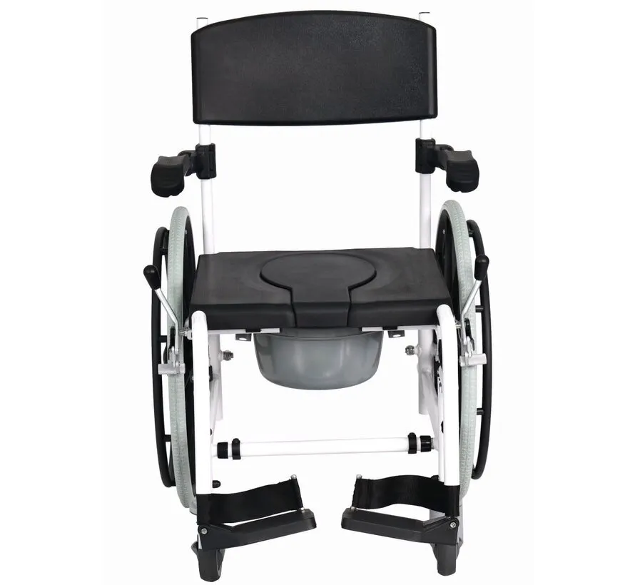 Verrijdbare douchestoel en toiletstoel in 1 met 24'' wielen