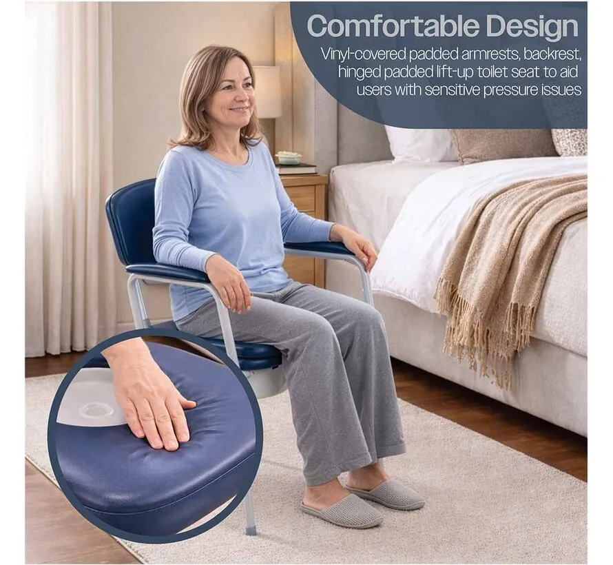 Toiletstoel met Emmer en Deksel – In Hoogte Verstelbaar