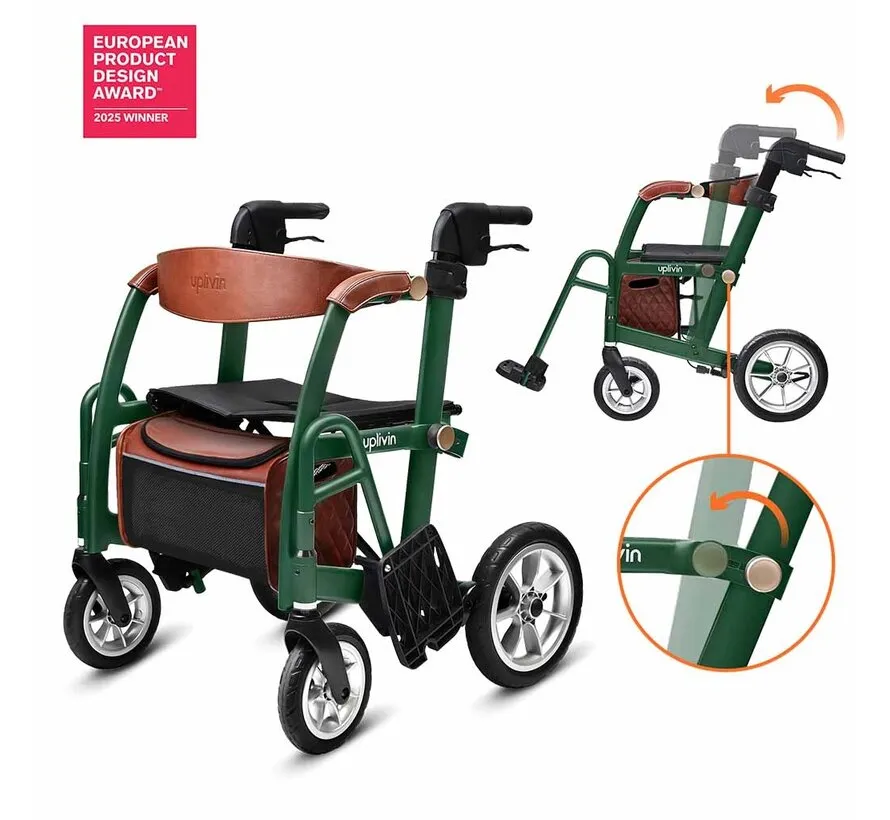 Glide 2-in-1 Rollator & Rolstoel – Lichtgewicht 2-in-1 Transportstoel – Opvouwbaar & Comfortabel