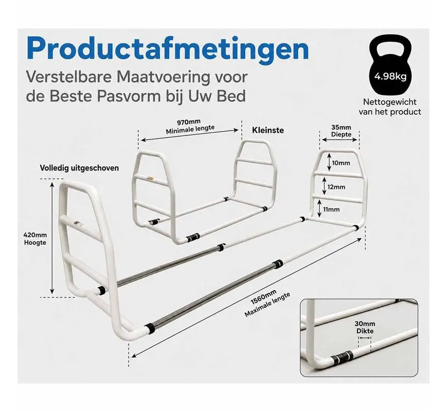 Bedsteun verstelbaar in breedte