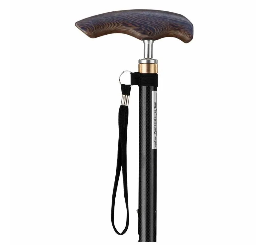 Wandelstok Carbon met houten handvat