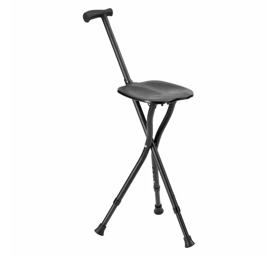 Wandelstok met zitje - Zwart