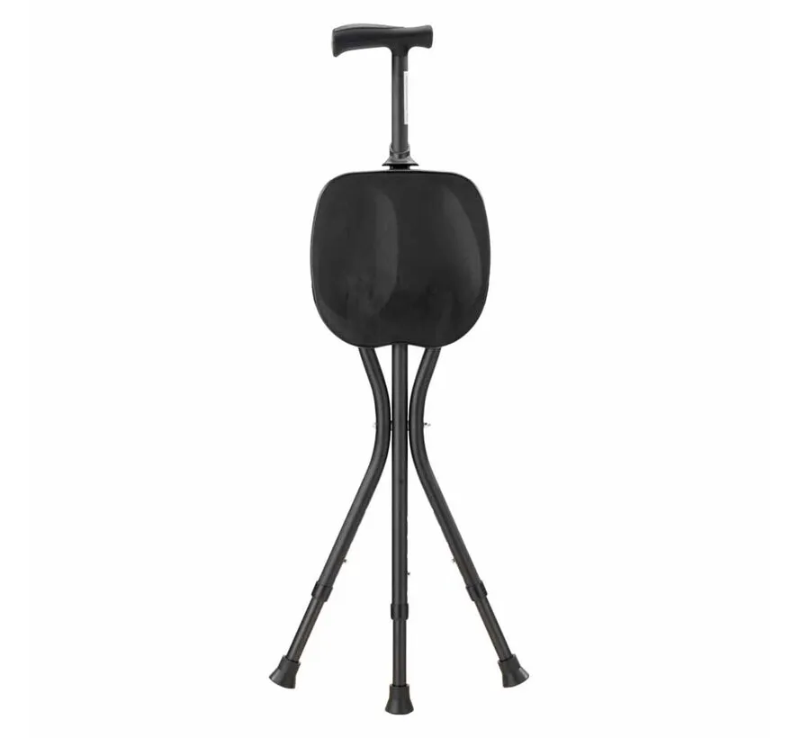 Wandelstok met zitje - Zwart