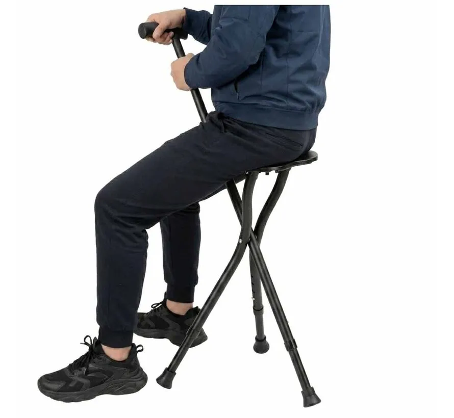 Wandelstok met zitje - Zwart