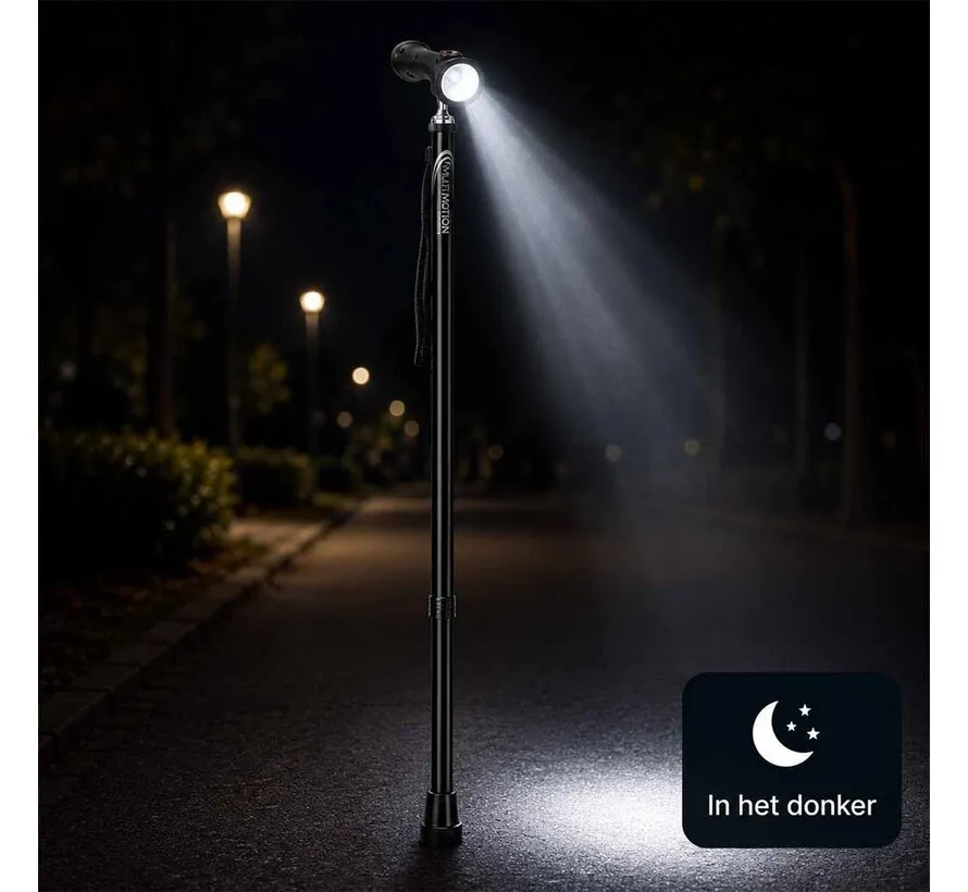 Wandelstok met alarm en ledlamp