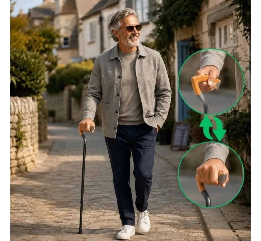 Wandelstok met antislip handvat - 7-vorm