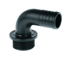 Merkloos PP slangpilaar 90° ¾" Buitendraad x 19 mm tule