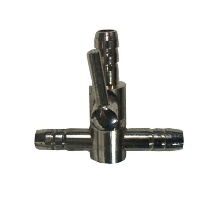 Luchtverdeler messing 4 mm T-stuk met kraan