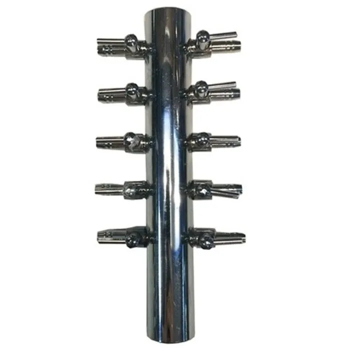 Luchtverdelers messing 4 mm 10 uitgangen / kranen.