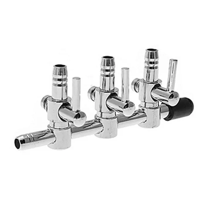 Luchtverdelers messing 4 mm 3 uitgangen