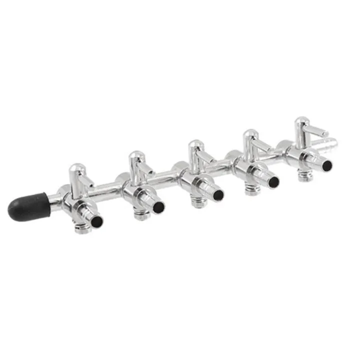 Luchtverdelers messing 4 mm 5 uitgangen