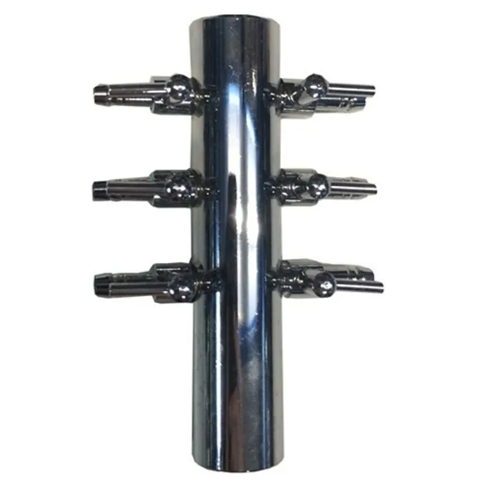 Luchtverdelers messing 4 mm 6 uitgangen / kranen