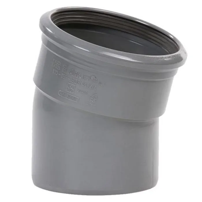 Wavin PVC Bocht Afvoer 15º 110 mm Manchet x Spie