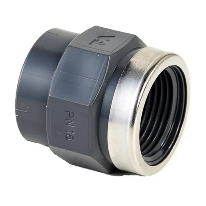 PVC Schroefbus met RVS ring 75 mm x 2½"