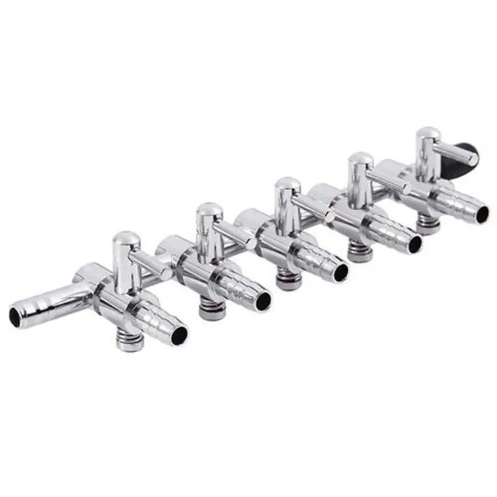 Luchtverdelers messing 4 mm 5 uitgangen