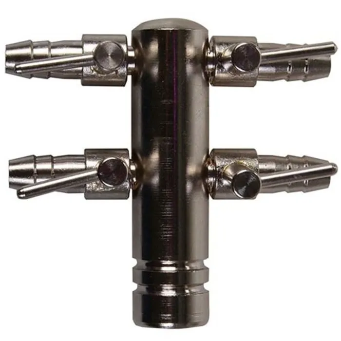 Luchtverdeler Chroom 9 mm 4-weg met kraan